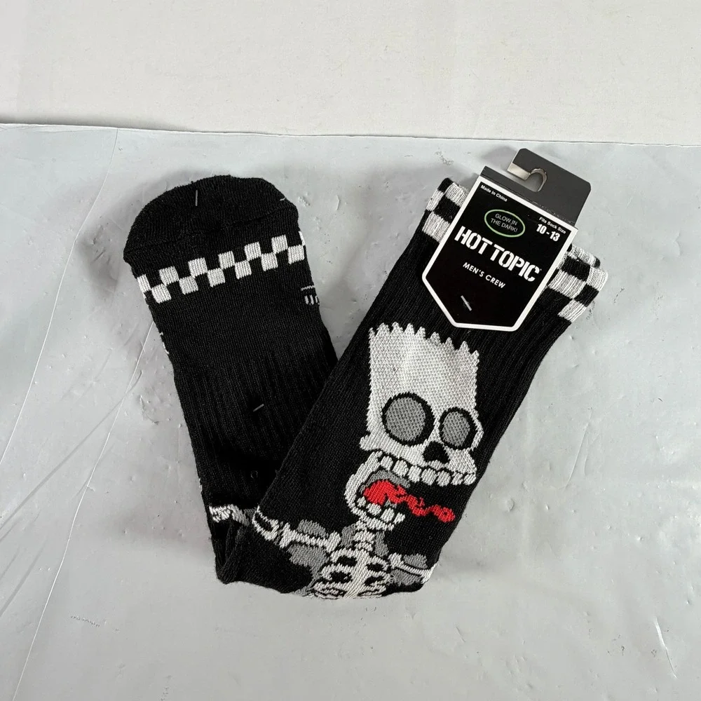 Hot Topic The Simpsons Bart Simpson Skeleton Crew Socks Glow in the Dark 10-13